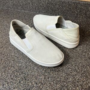 Olukai White Textile Slip On Shoes Womens Size 9 Comfort Casual Sneaker Platform